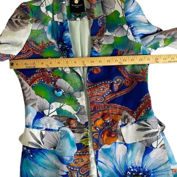Vtg Marciano By Guess sz 0 Lucy printed blazer" Lucky Charm Muti color tropical - Picture 4 of 9
